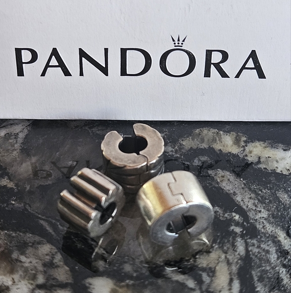 REHAB SPECIAL PANDORA Sterling Silver Clips Lot of 3 - Picture 1 of 4